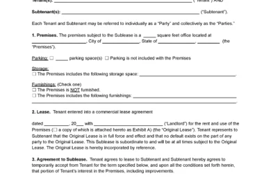 Office Sublease Agreement Template