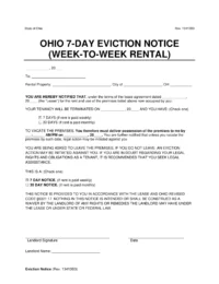 Ohio 7-day Eviction Notice Week-to-Week
