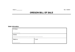 Oregon Bill of Sale Form