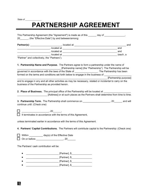 partnership agreement template