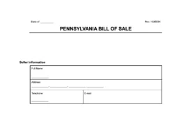 Pennsylvania Bill of Sale Form