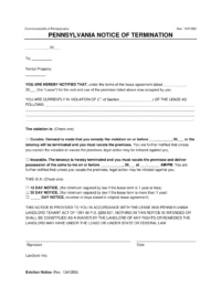 Pennsylvania 15/30-day Eviction Notice for Noncompliance