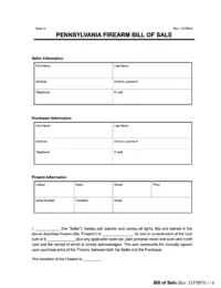 Pennsylvania firearm bill of sale form