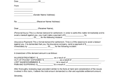 personal injury payment demand letter