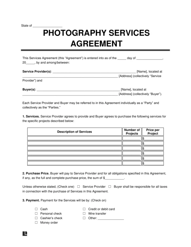 photography services agreement