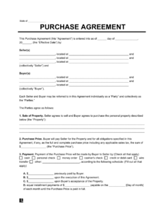 purchase agreement template