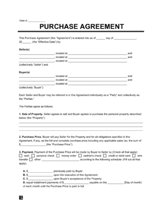 purchase agreement template