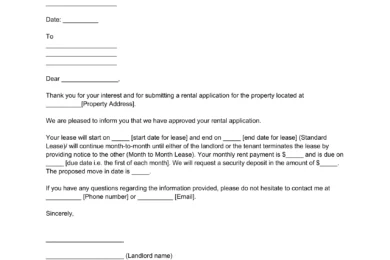 rental application approval letter