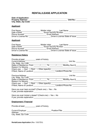 Rental Application Form