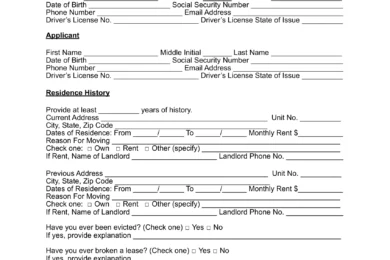 Rental Application Form