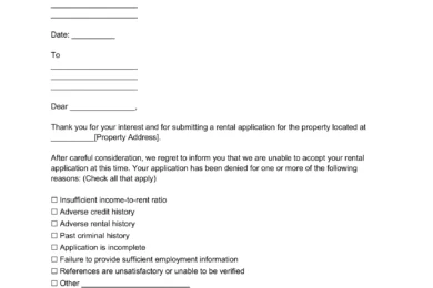 rental application rejection letter