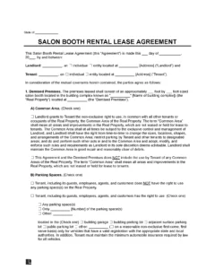 Booth (Salon) Rental Lease Agreement