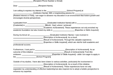School Letter of Intent Template