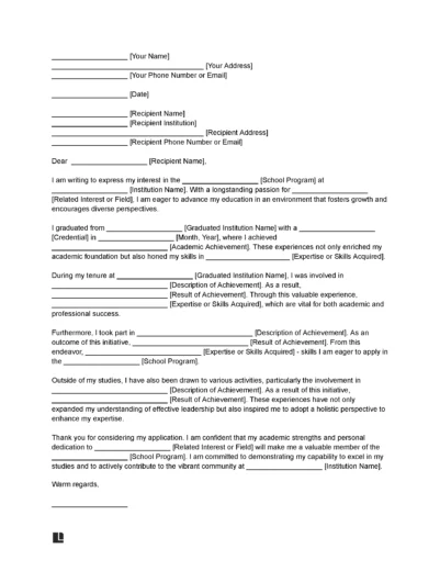 School Letter of Intent Template