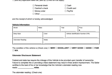 semi truck bill of sale