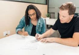 A landlord and tenant sign a commercial lease agreement