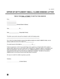 Small Claims Demand Letter Template