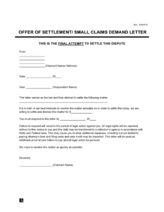 Small Claims Demand Letter Template