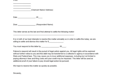 Small Claims Demand Letter Template