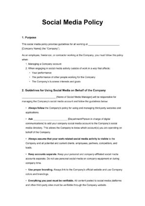 social media policy template