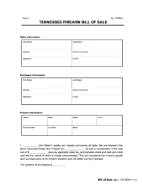 Tennessee firearm bill of sale form