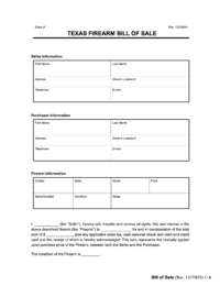 Texas firearm bill of sale form