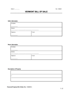 Vermont Bill of Sale Form