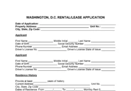 Washington, D.C. Rental Application Form