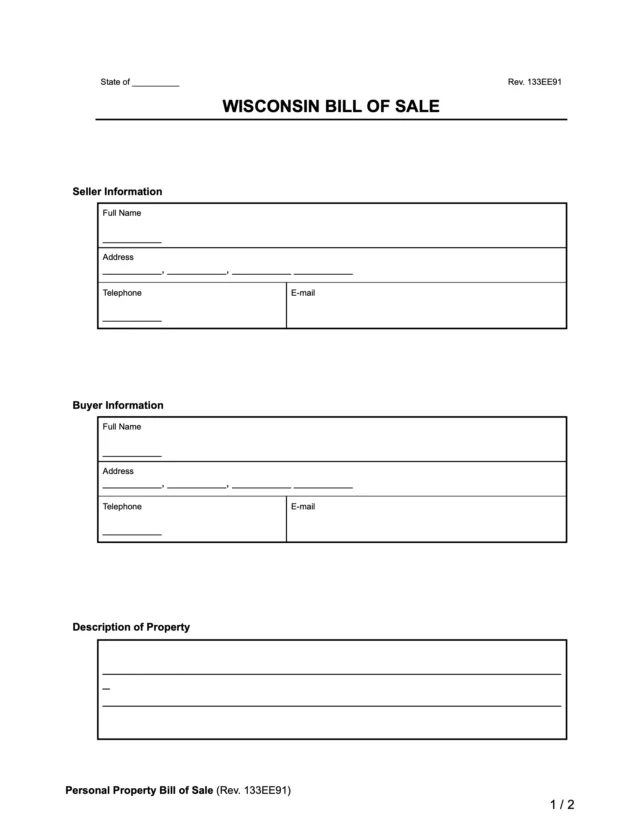 wisconsin bill of sale