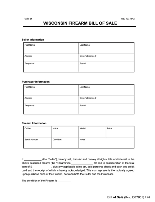 Wisconsin firearm bill of sale form